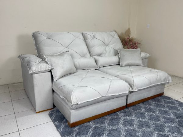 Sofá Retrátil e Reclinável Eros 2.50m - Bege Veludo