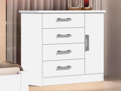 Cômoda sapateira Firenze 4 gavetas 1 porta - Branco