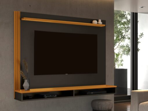 Painel Davos 55" - Preto/Cedro
