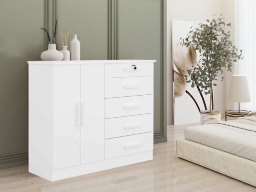 Cômoda Sapateira New Athos 5 gavetas 2 portas - Branco