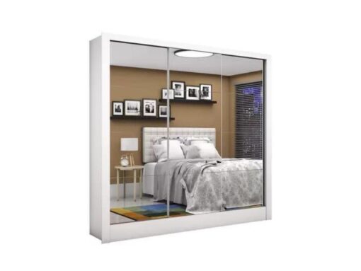Guarda-Roupa Dubai Premium c/ espelho 3 portas e 3 gavetas - Branco