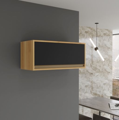 Armário de Cozinha Aéreo Geladeira Barcelona - Carvalho/Grafite