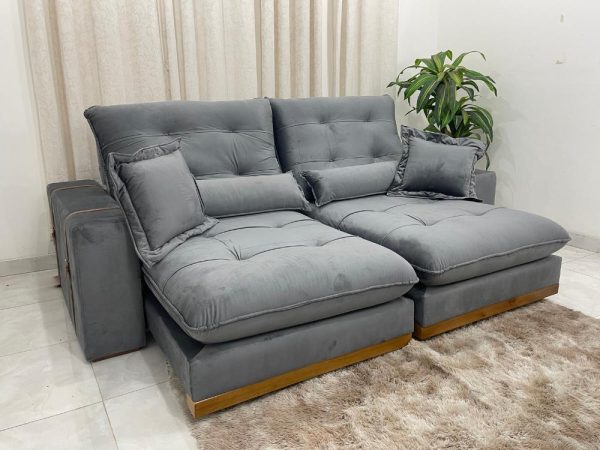 Sofá Retrátil e Reclinável Kioto 2.30m - Cinza Veludo