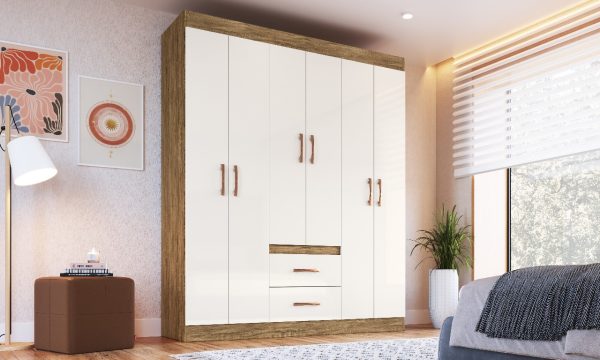 Guarda-Roupa Montevidéu - Off White/Nogueira