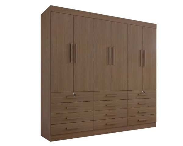 Guarda-Roupa Mônaco 6 portas e 12 gavetas - Castanho
