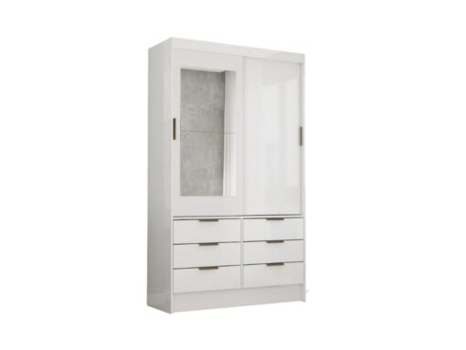 Guarda-Roupa Sevilha c/ espelho 2 portas e 6 gavetas - Branco