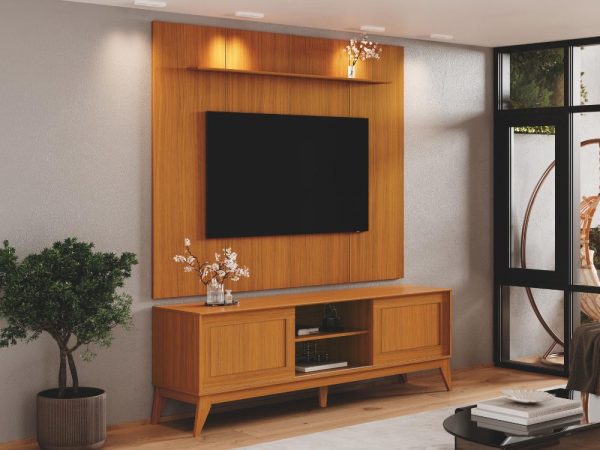 Rack King com Painel Avant 75" -  Cedro