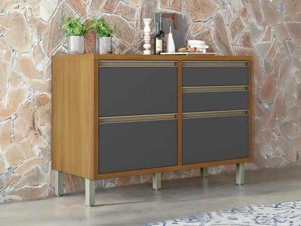 Balcão de Cozinha Baronesa 1,20m - Freijó/Grafite