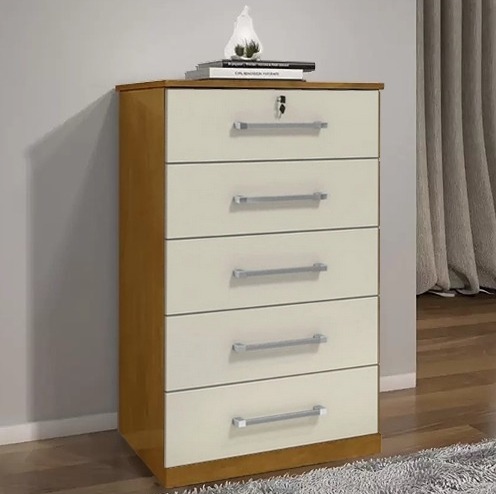 Cômoda 5 gavetas Ref.: 013 - Cinamomo/Off