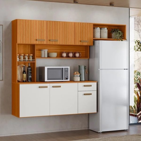 Cozinha Suspensa Manu - Freijó Frisado/Off White