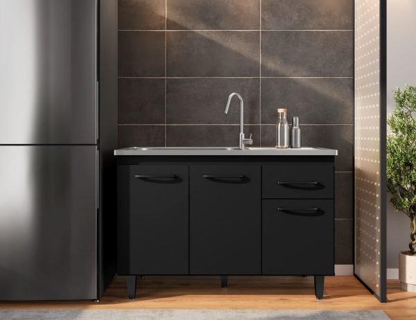 Balcão de cozinha França para pia 1,18 - Preto