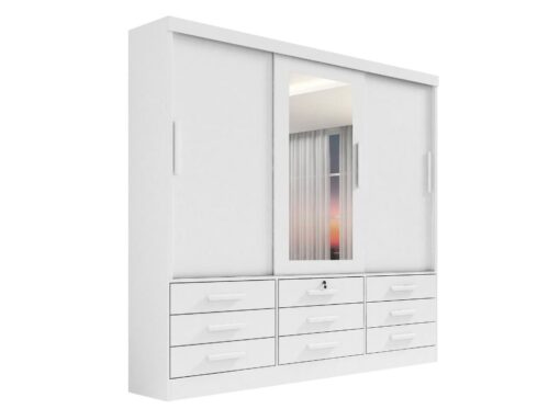 Guarda-Roupa Meridian 3 portas e 9 gavetas - Branco