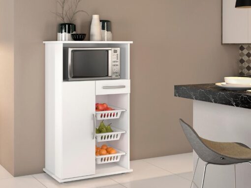 Fruteira 1 Gaveta 1 Porta 3 Cestos e suporte para microondas Ref.: 062 - Branco