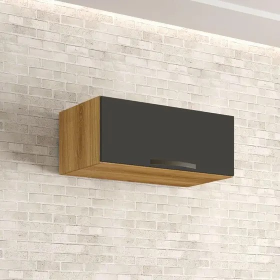 Armário de Cozinha Aéreo Geladeira Valência - Carvalho/Grafite