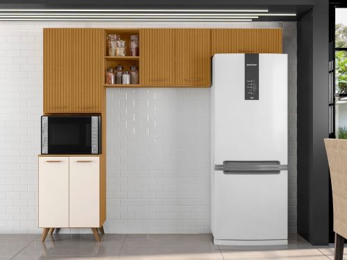 Cozinha Completa Olinda 3 peças - Freijó Ripado/Off White