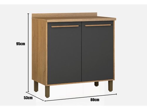 Balcão de Cozinha Salvador 0,80m - Cinamomo / Grafite