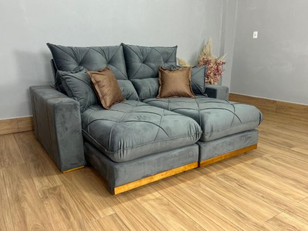 Sofá Retrátil e Reclinável Gran Bello 2.00m - Cinza Veludo