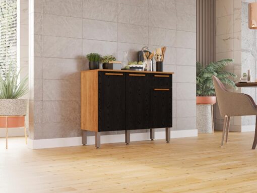 Balcão de Cozinha Madri 1,05m - Cinamomo/Preto