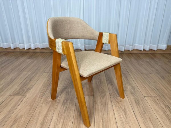 Cadeira Ravena Concha Madeira Maciça - Bege Linho