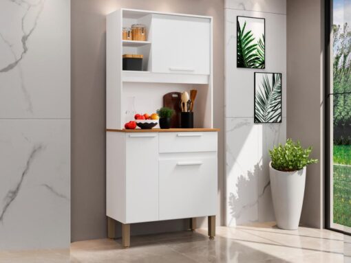 Armário Kit de Cozinha Lia 3 Portas 1 Gavetas - Branco