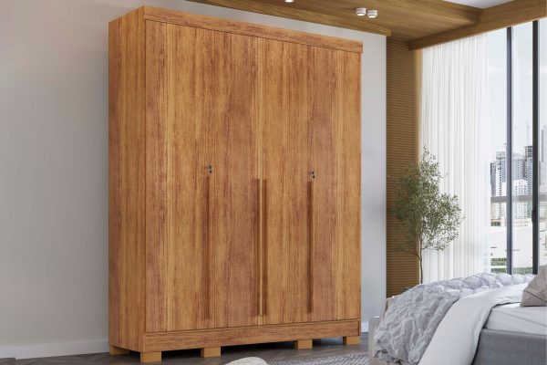 Guarda-Roupa Domus 4 portas com pés e chave - Cedro