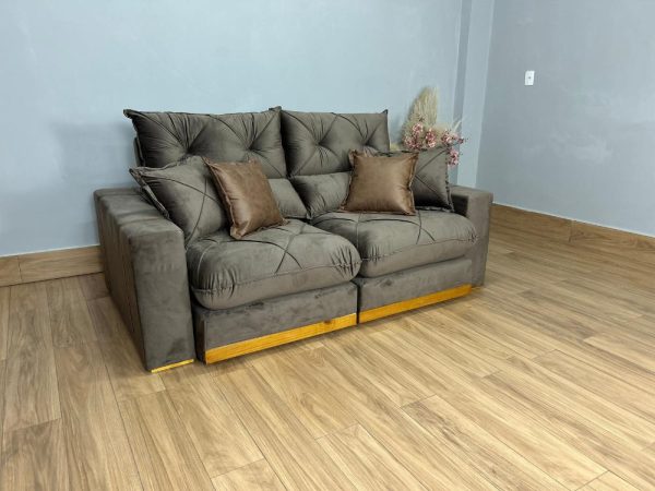 Sofá Retrátil e Reclinável Gran Bello 2.50m - Marrom Veludo