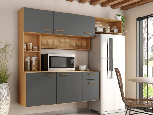 Cozinha Suspensa Manu - Freijó/Grafite